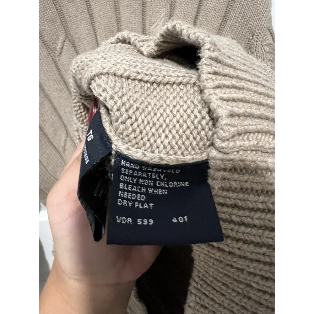 Vintage‎ Mens Nautica Cable Knit Ribbed Sweater 100% Cotton XL Oatmeal Beige